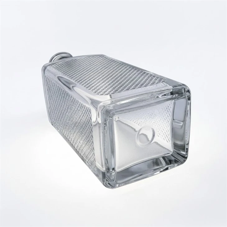 info-1-1 Diamond Relief Square Gin Glass Bottle suppliers